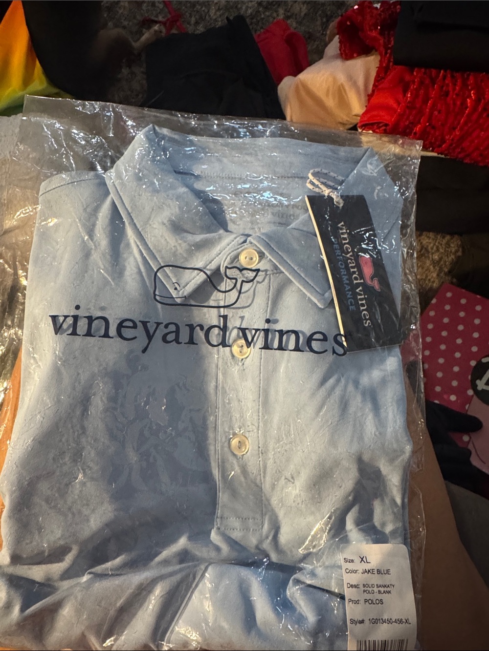 Vineyard Vines Men’s Sky Blue Performance Polo with Whale Logo - Picture 2 of 2